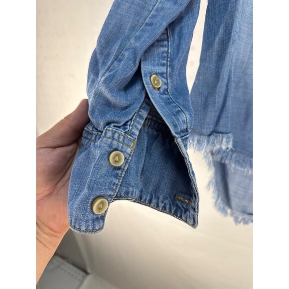 Cloth & Stone Anthropologie Chambray Button Front Tunic Shirt XS Hi Low Western - Picture 5 of 8